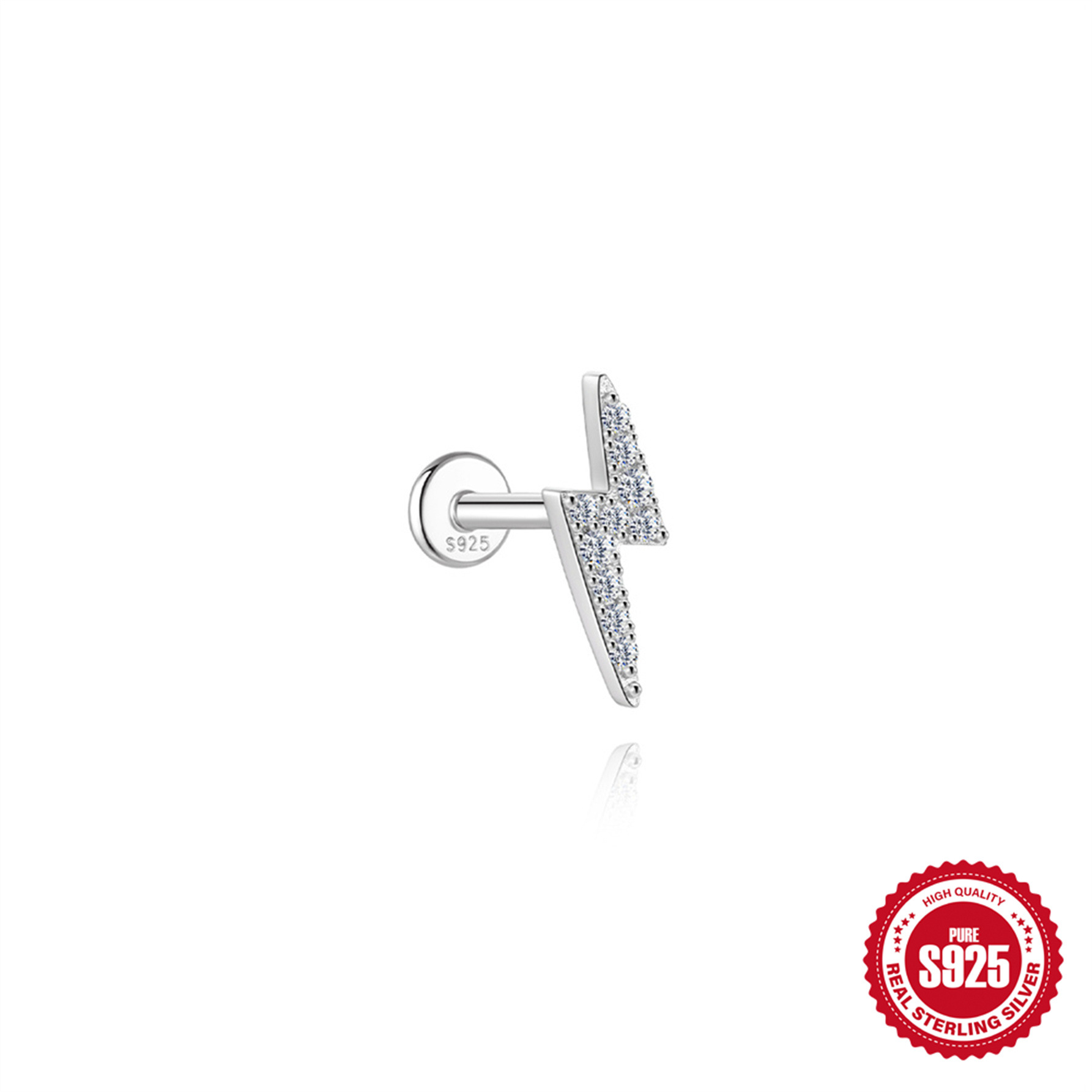 S925 Sterling Silver Moissanite Ear Stud: Starburst, Heart, Pentagram, Butterfly, and Eye Designs