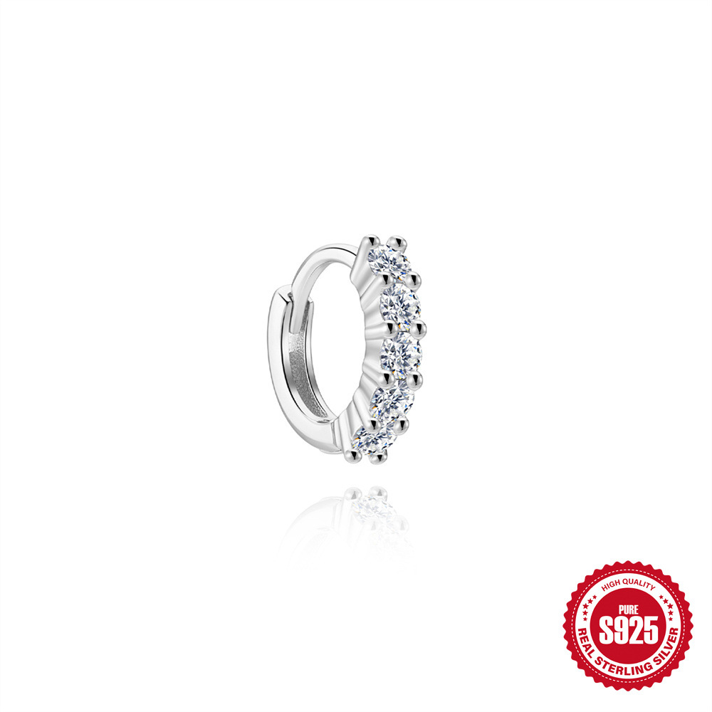 S925 Sterling Silver Micro-Pave Moissanite Non-Pierced Ear Cuff
