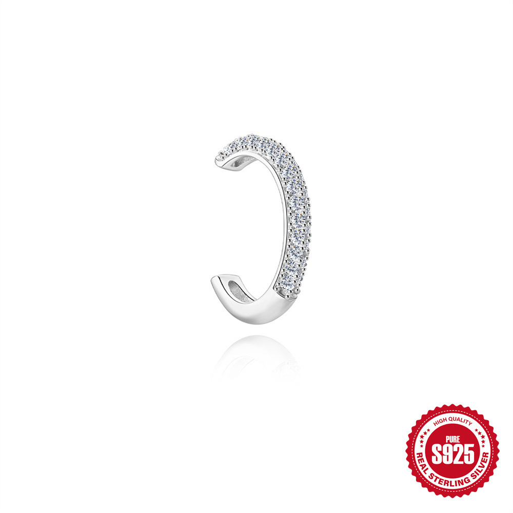 S925 Sterling Silver Micro-Pave Moissanite Non-Pierced Ear Cuff