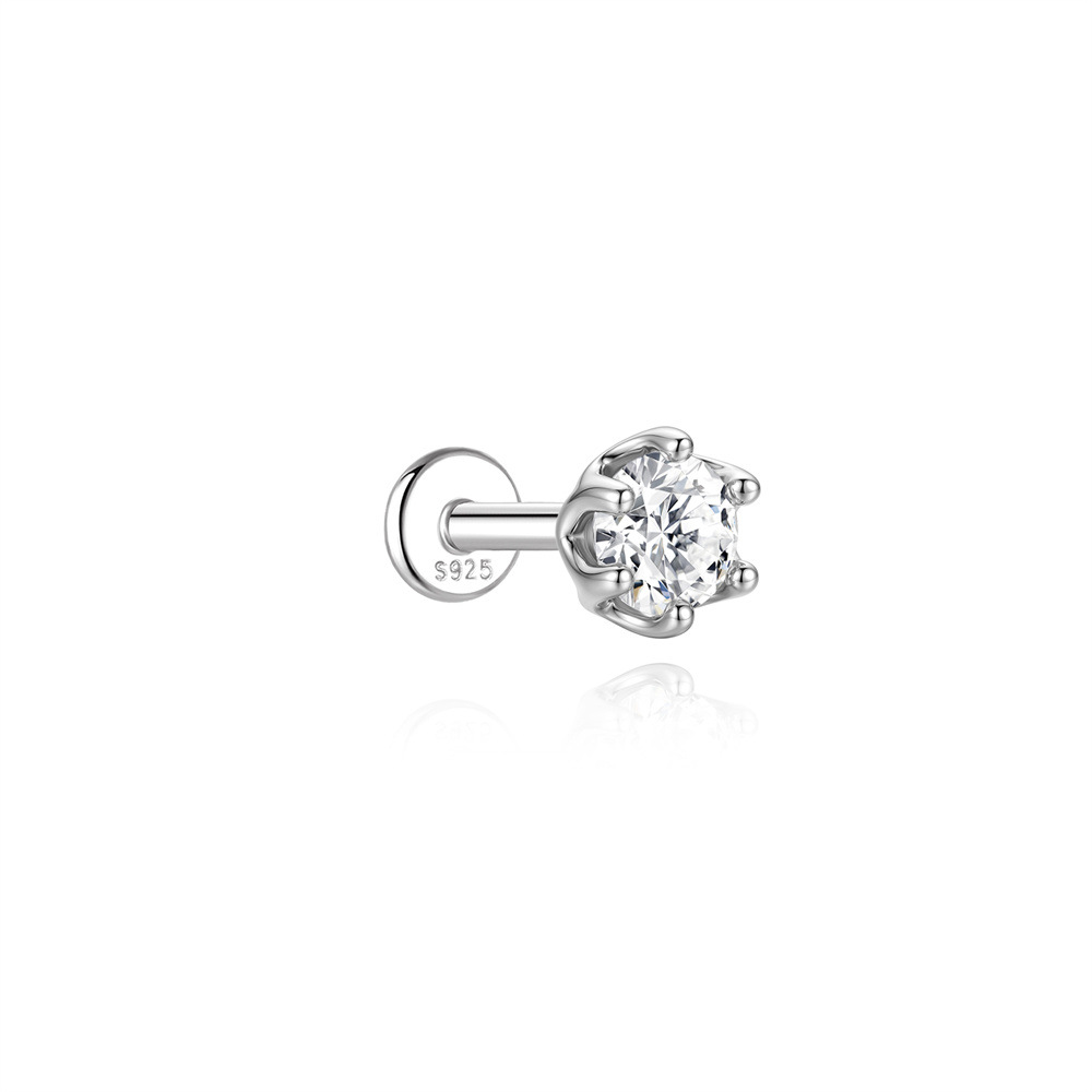 Authentic 925 Sterling Silver Geometric Earrings with D-Color Moissanite
