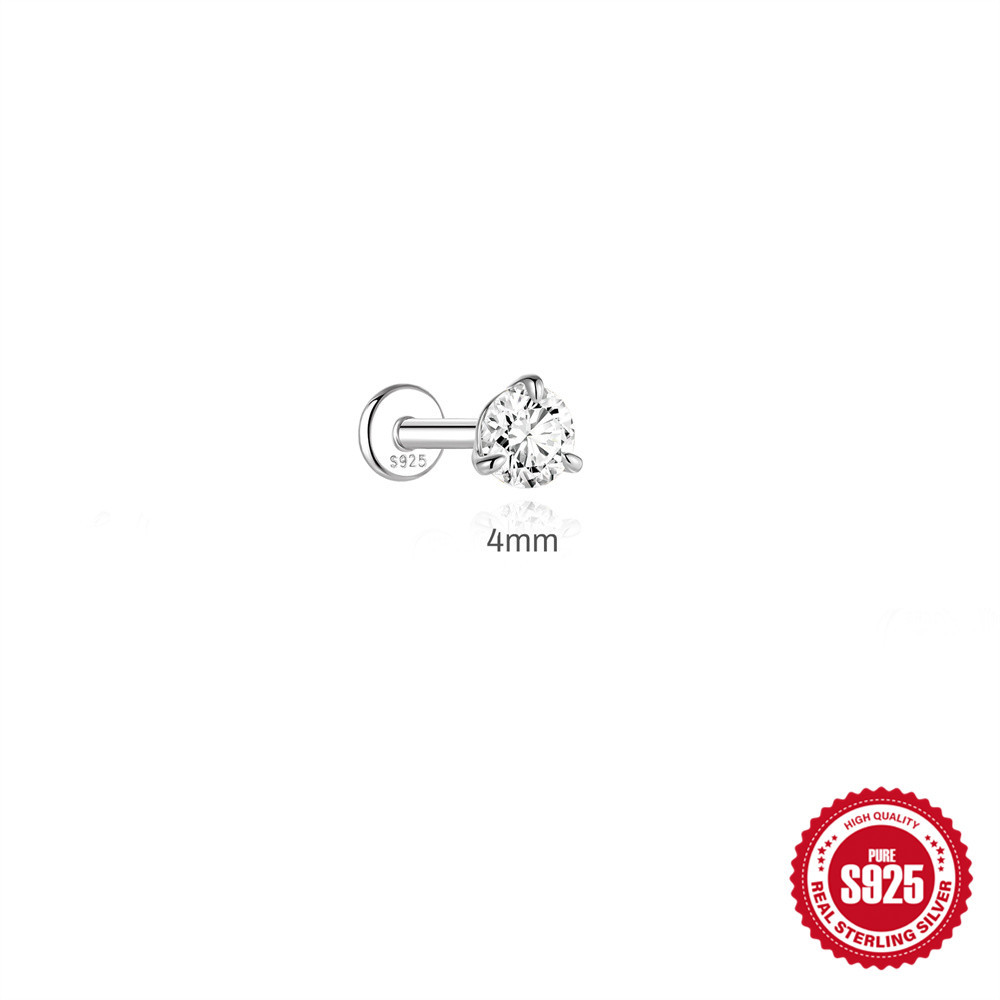 S925 Sterling Silver Moissanite Three-Prong Earrings