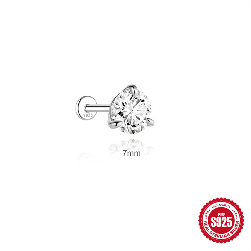 S925 Sterling Silver Moissanite Three-Prong Earrings