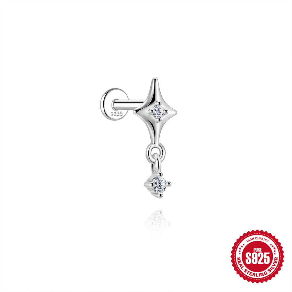 S925 Sterling Silver Moissanite 16G Cartilage Stud(Single unit)