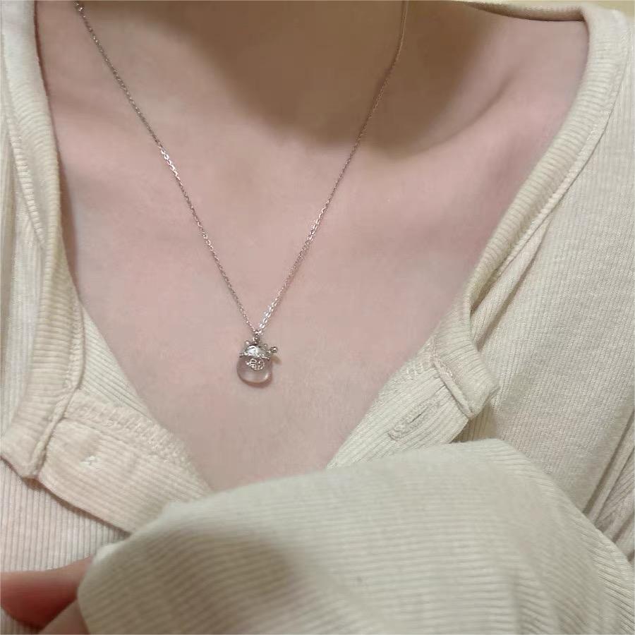 925 sterling silver chalcedony pendant necklace - silvery