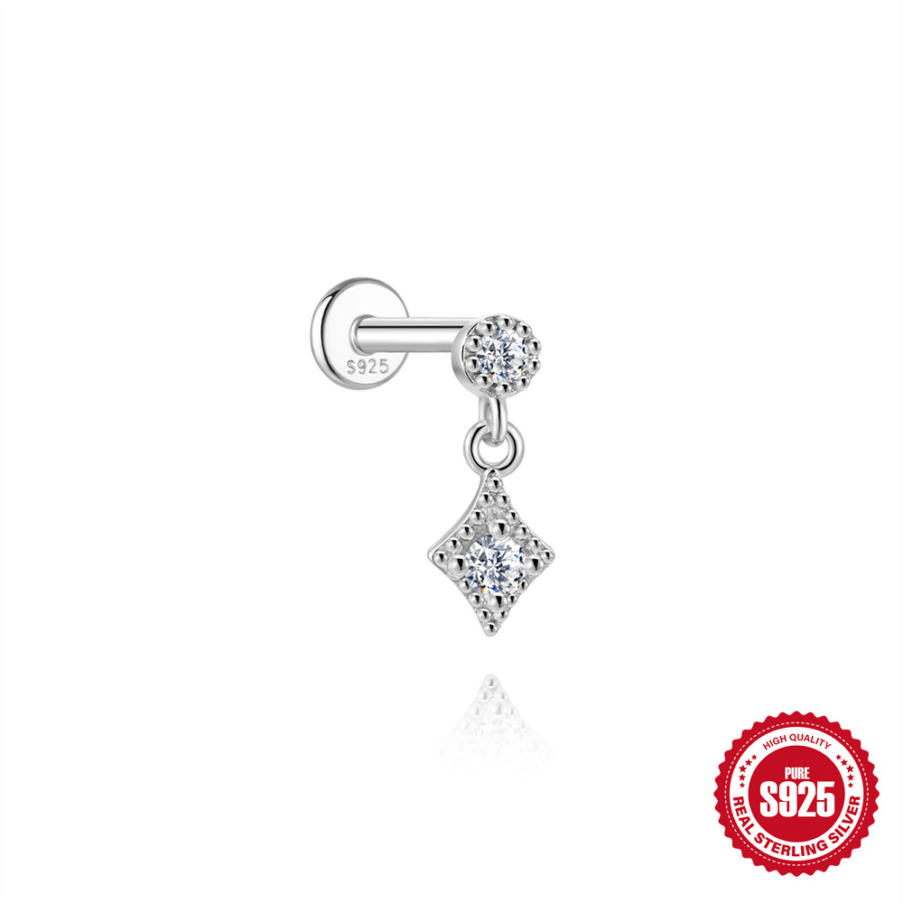 S925 Sterling Silver Snowflake & Wave Spinner Tassel Moissanite Earrings(Single unit)