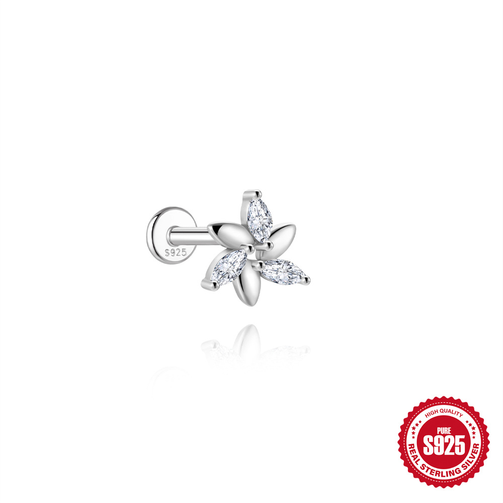 S925 Sterling Silver Snowflake & Wave Spinner Tassel Moissanite Earrings(Single unit)