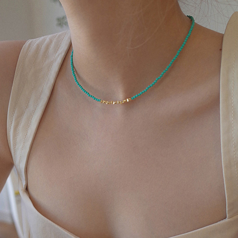 925 sterling silver turquoise necklace - golden