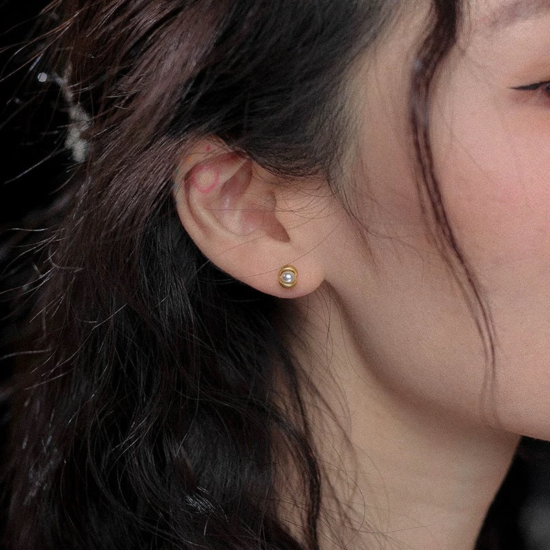 S925 pure silver freshwater pearl earrings