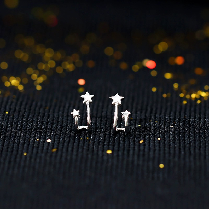 925 sterling silver star earrings - silvery