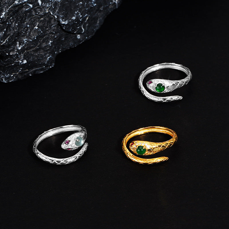 S925 sterling silver zodiac snake ring