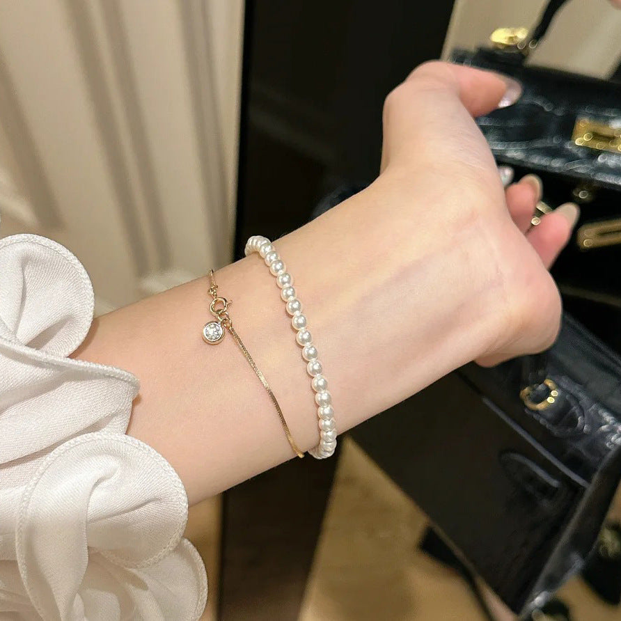S925 sterling silver pearl bracelet