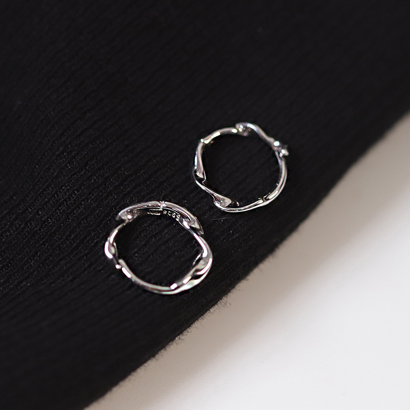 925 sterling silver circle ear buckle - silvery