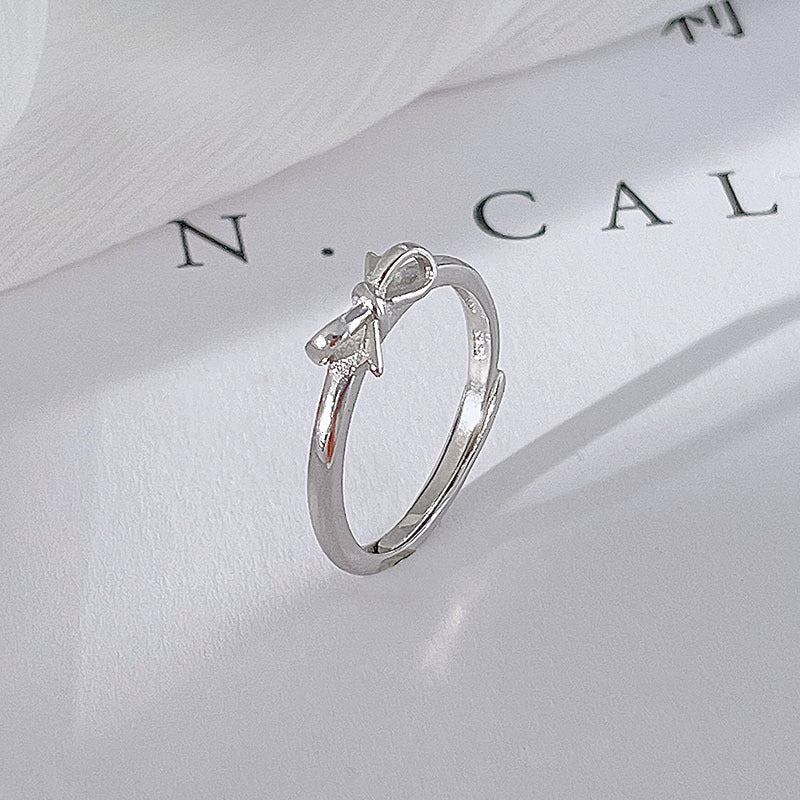 925 sterling silver bowknot ring - silvery