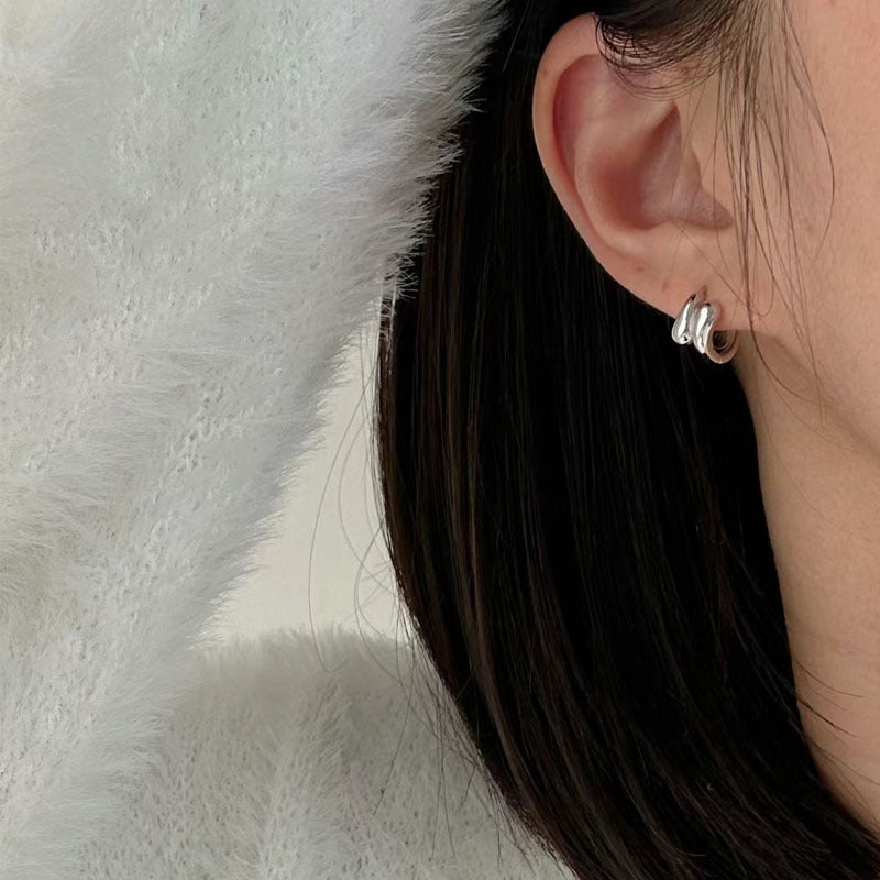 925 sterling silver ear buckle - silvery