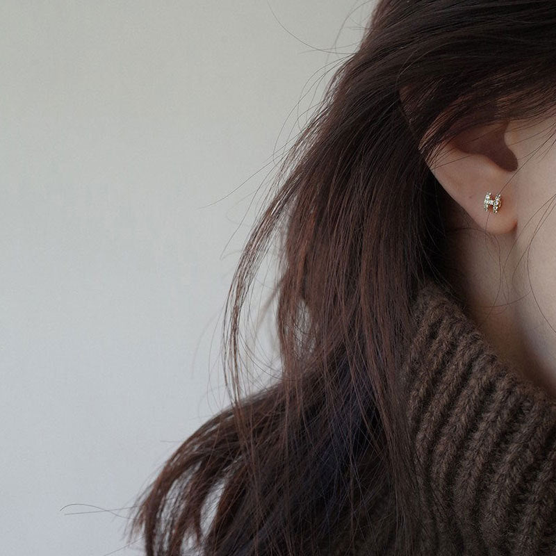 S925 sterling silver letter H earrings