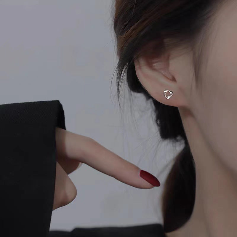 S925 sterling silver wave design earrings - silvery