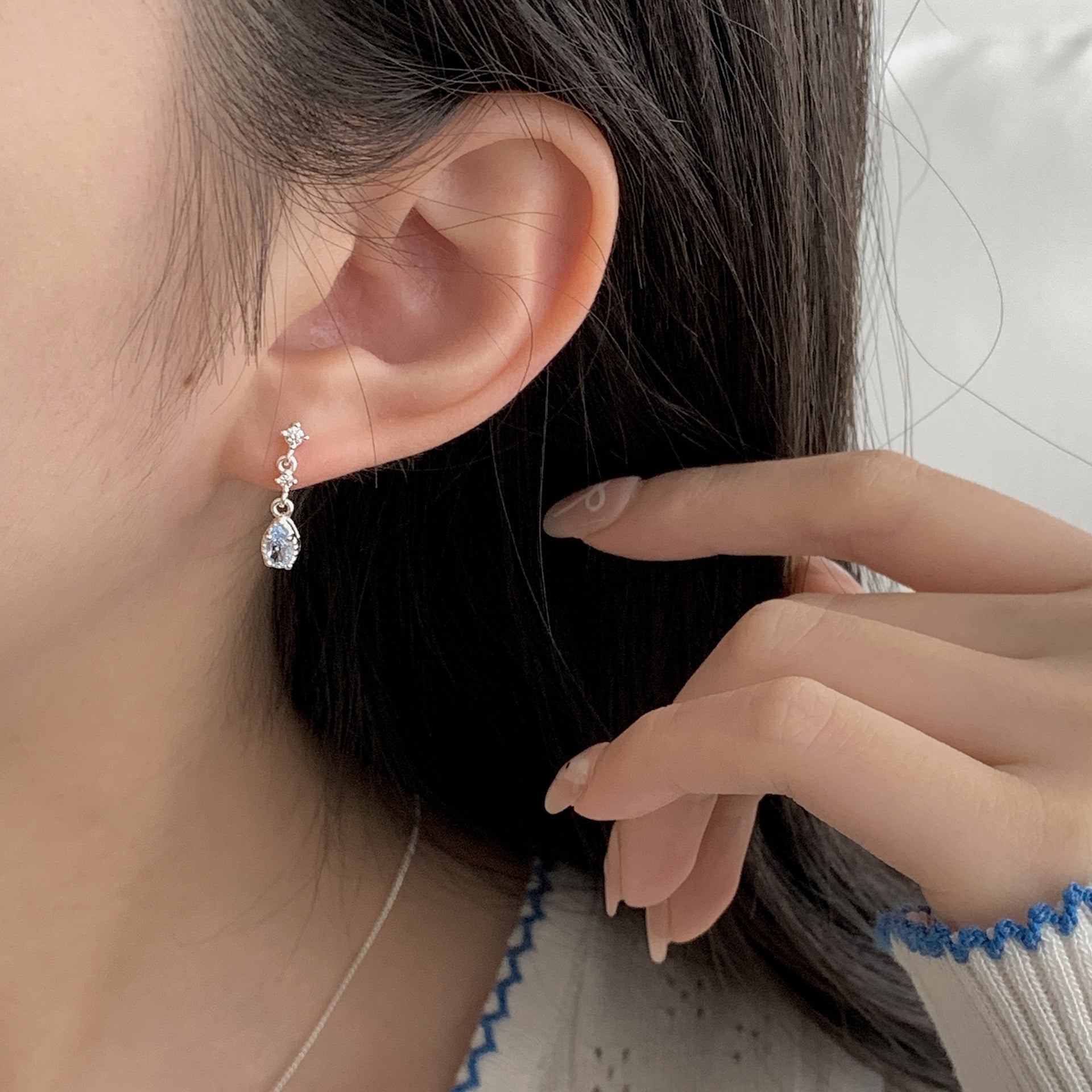 925 sterling silver drip earrings - silvery