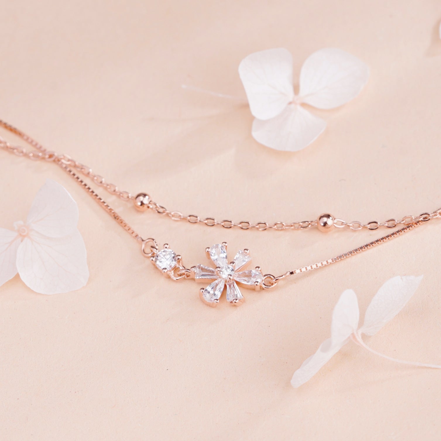 925 sterling silver double-layer cherry blossom bracelet