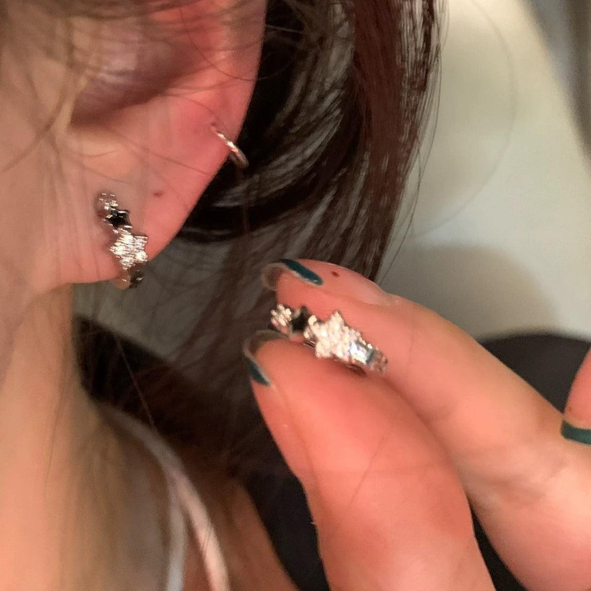 S925 sterling silver star earrings
