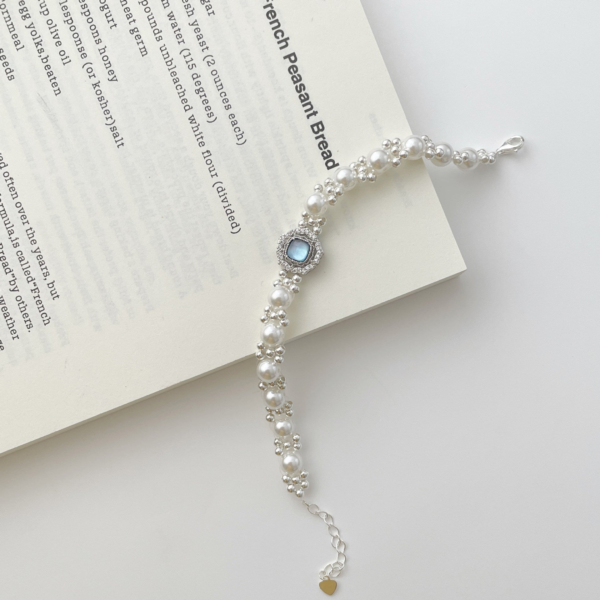 S925 sterling silver bead bracelet - silvery