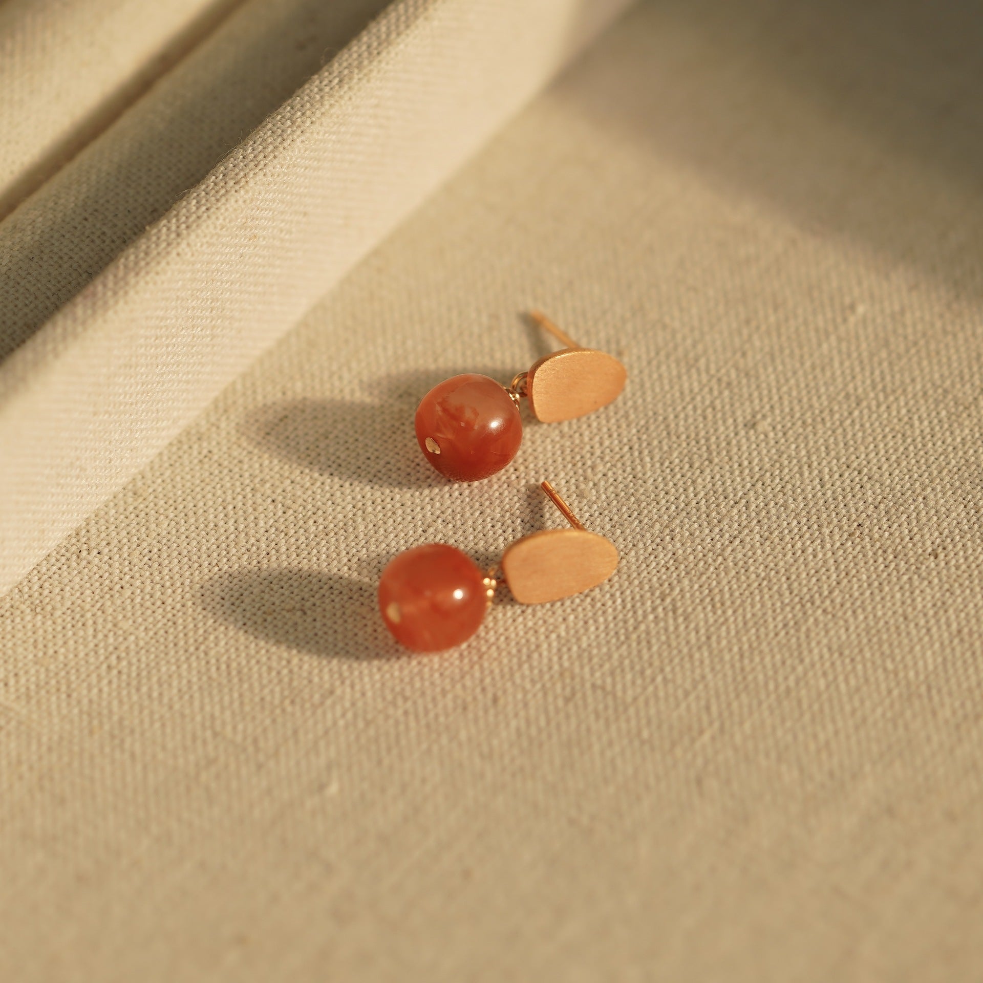 925 sterling silver agate earrings - champagne golden