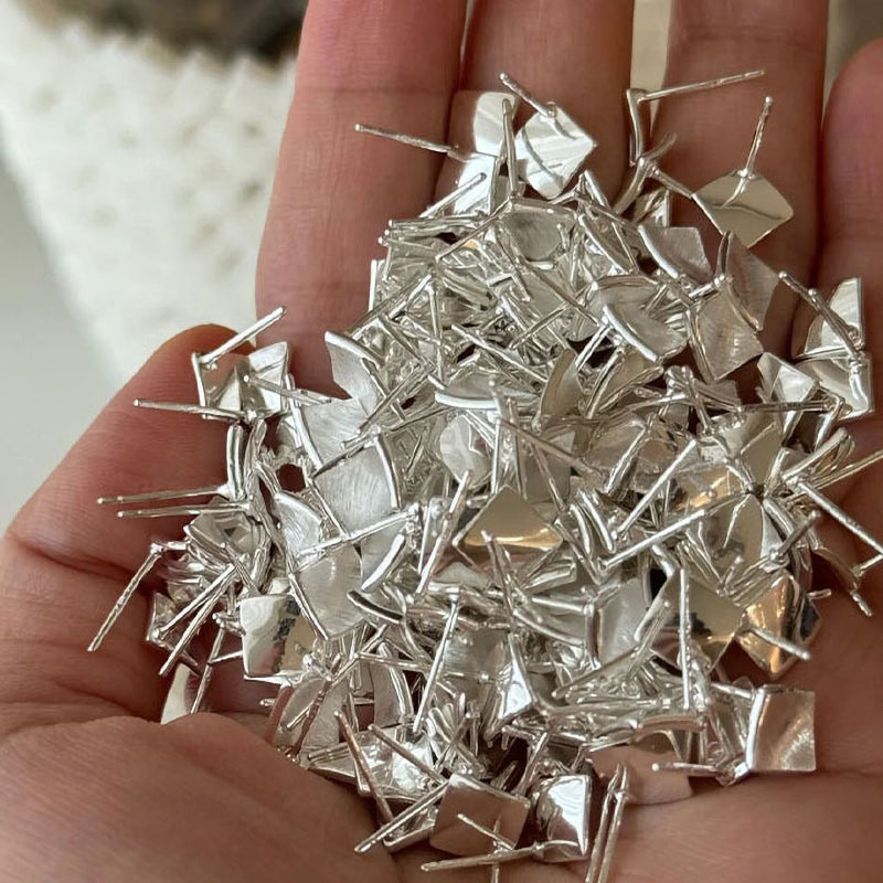 925 sterling silver geometric square earrings - silvery