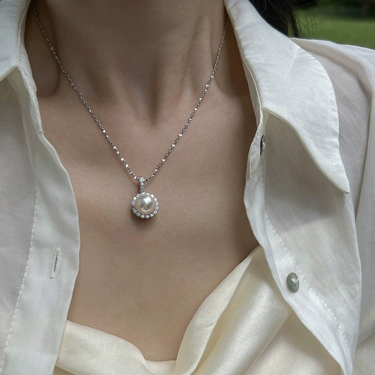 S925 sterling silver pearl necklace