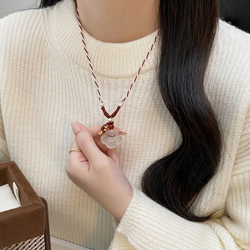 Xiangyun Lock Pendant Handmade Rope Necklace