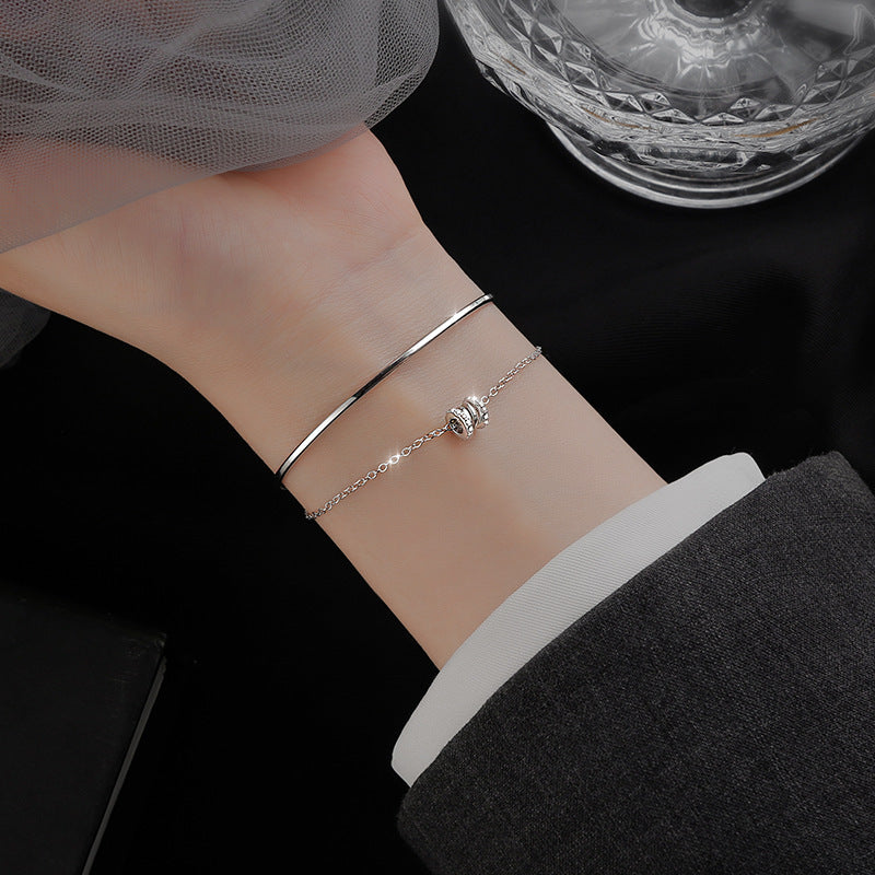 S925 sterling silver double-layer design bracelet
