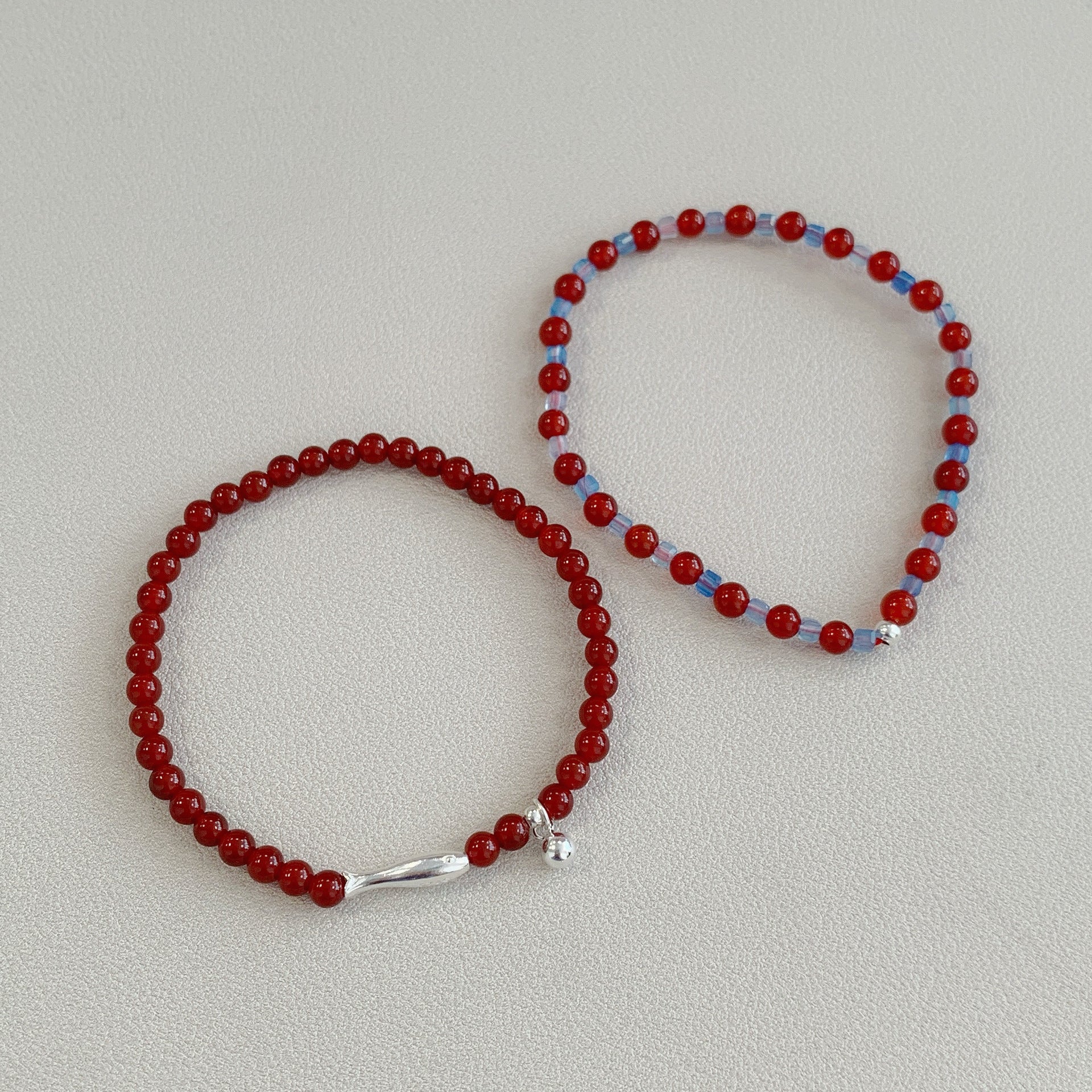 S925 sterling silver red agate bracelet