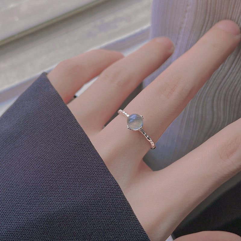 925 sterling silver labradorite ring - silvery