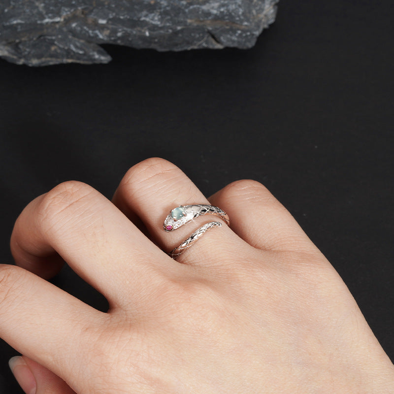 S925 sterling silver zodiac snake ring
