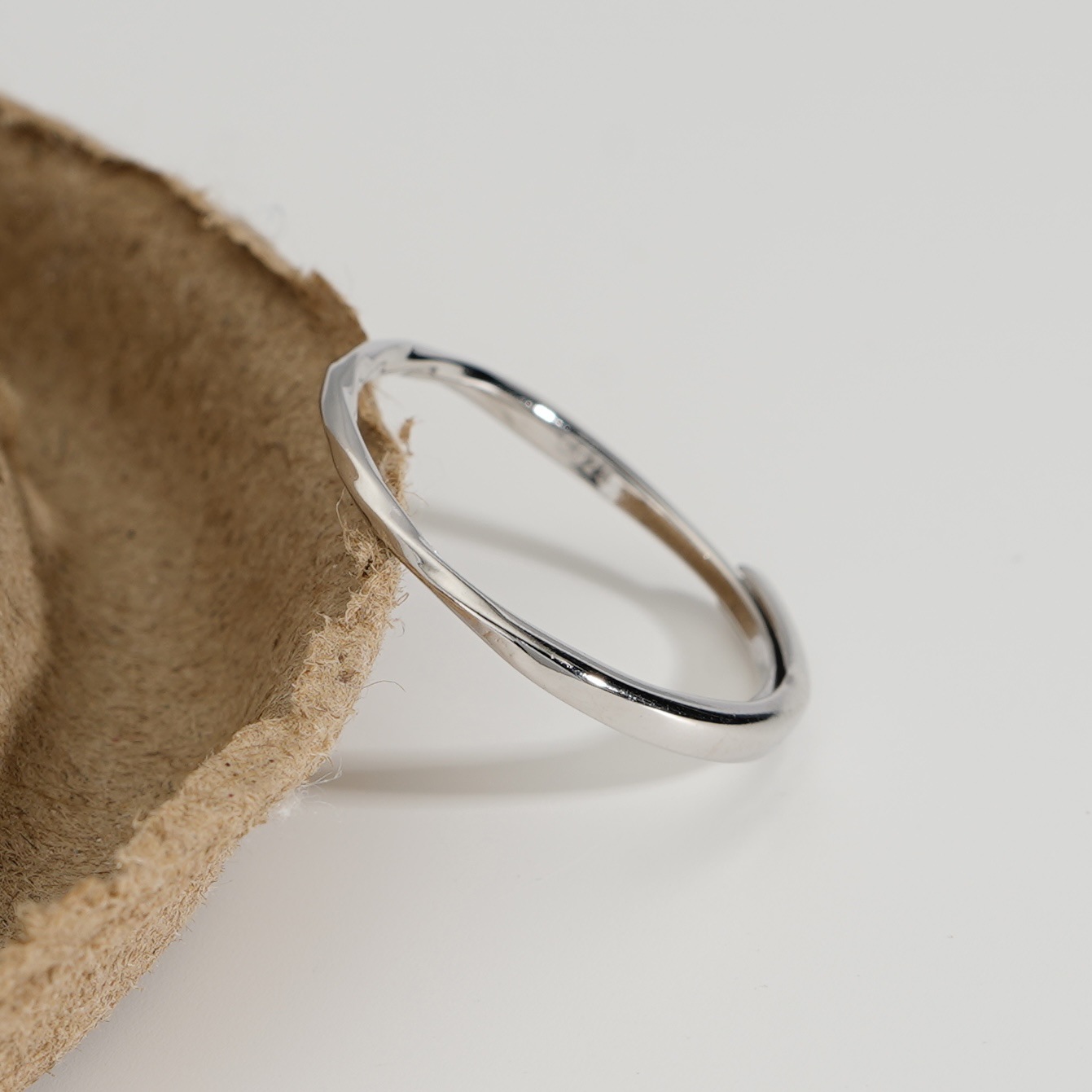 925 sterling silver open ring - silvery
