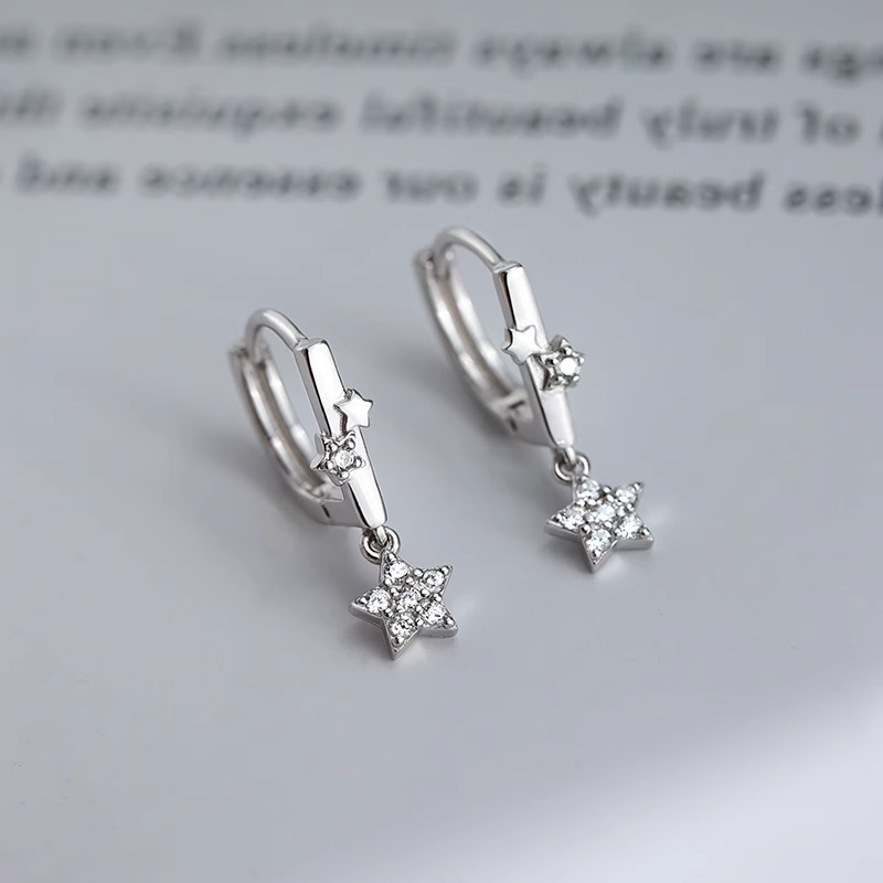 925 sterling silver star pendant ear buckle