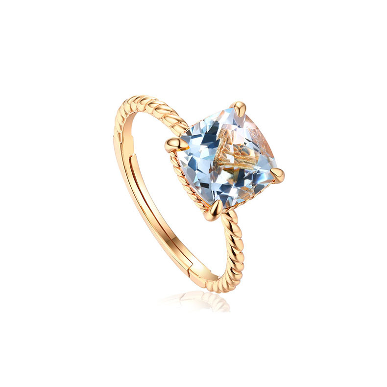 S925 Sterling Silver Gold-Plated Multi-Colored Natural Gemstone Ring
