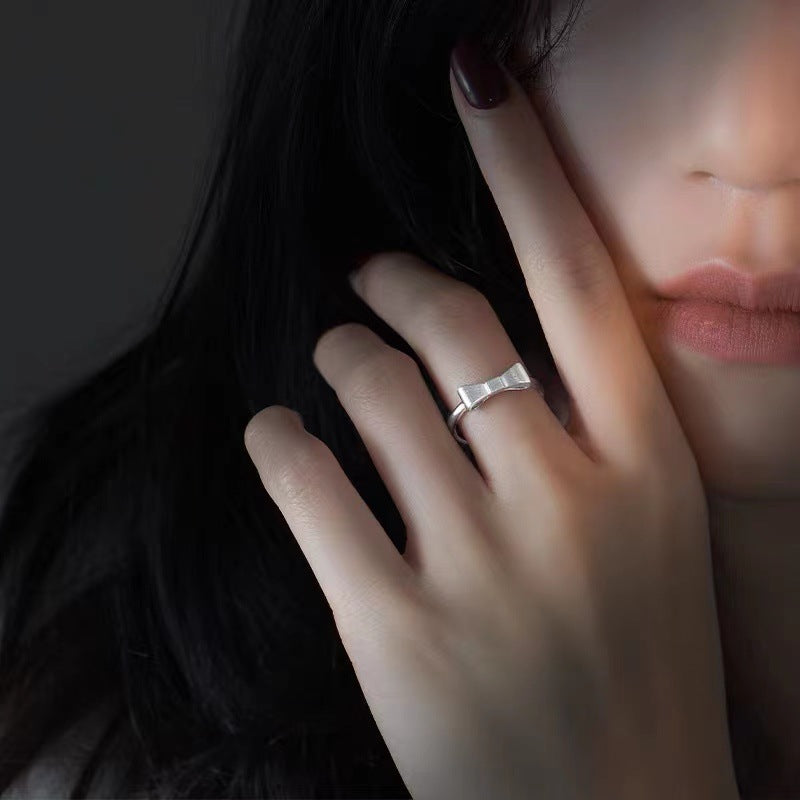 925 sterling silver bowknot ring - silvery
