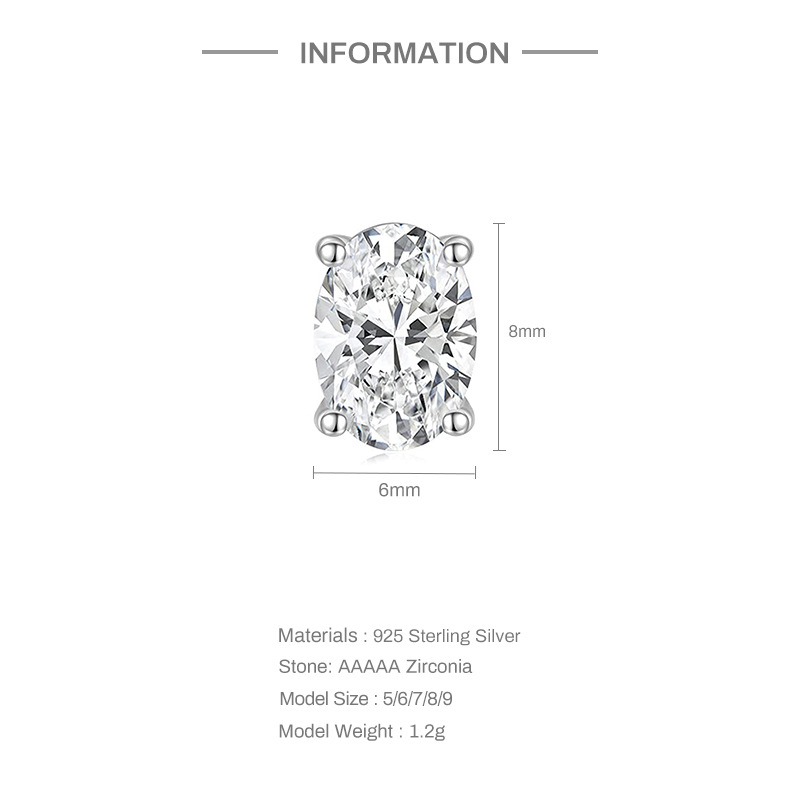 S925 sterling silver geometric square zircon earrings