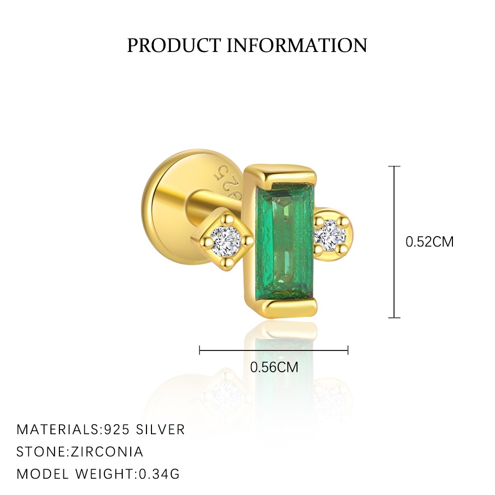 S925 Sterling Silver Zircon Stud Earrings