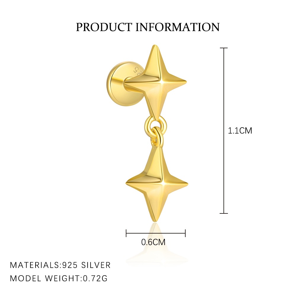 S925 Sterling Silver Flat-Back Zircon Stud Earrings