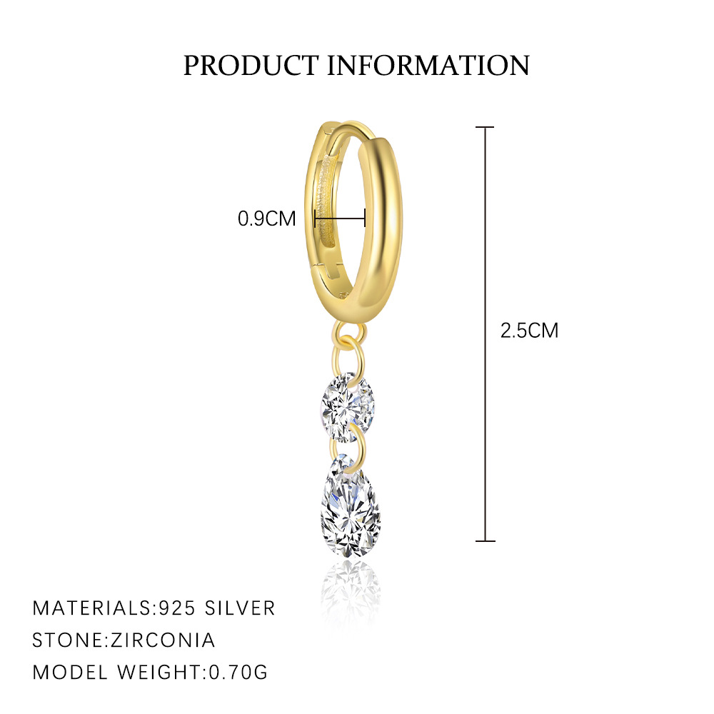 S925 Sterling Silver Zircon Huggie Earrings
