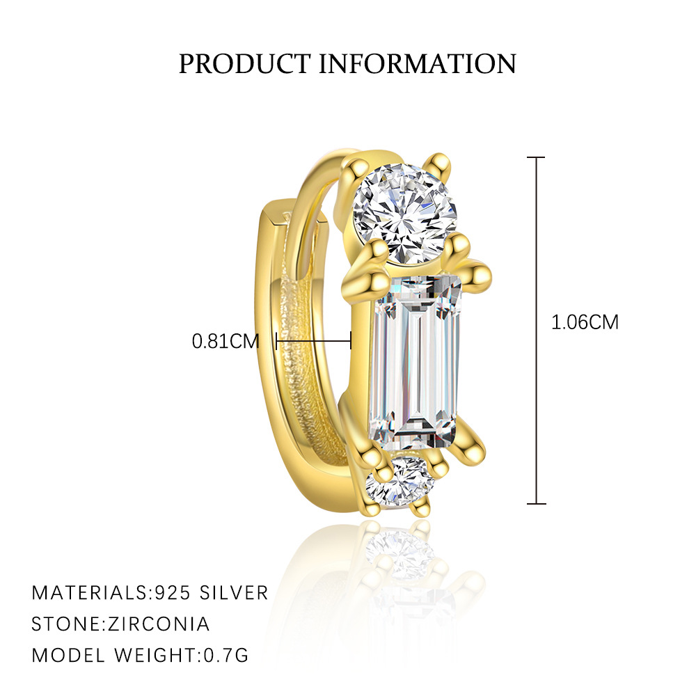 S925 Sterling Silver Earrings with High-Sparkle Zirconia