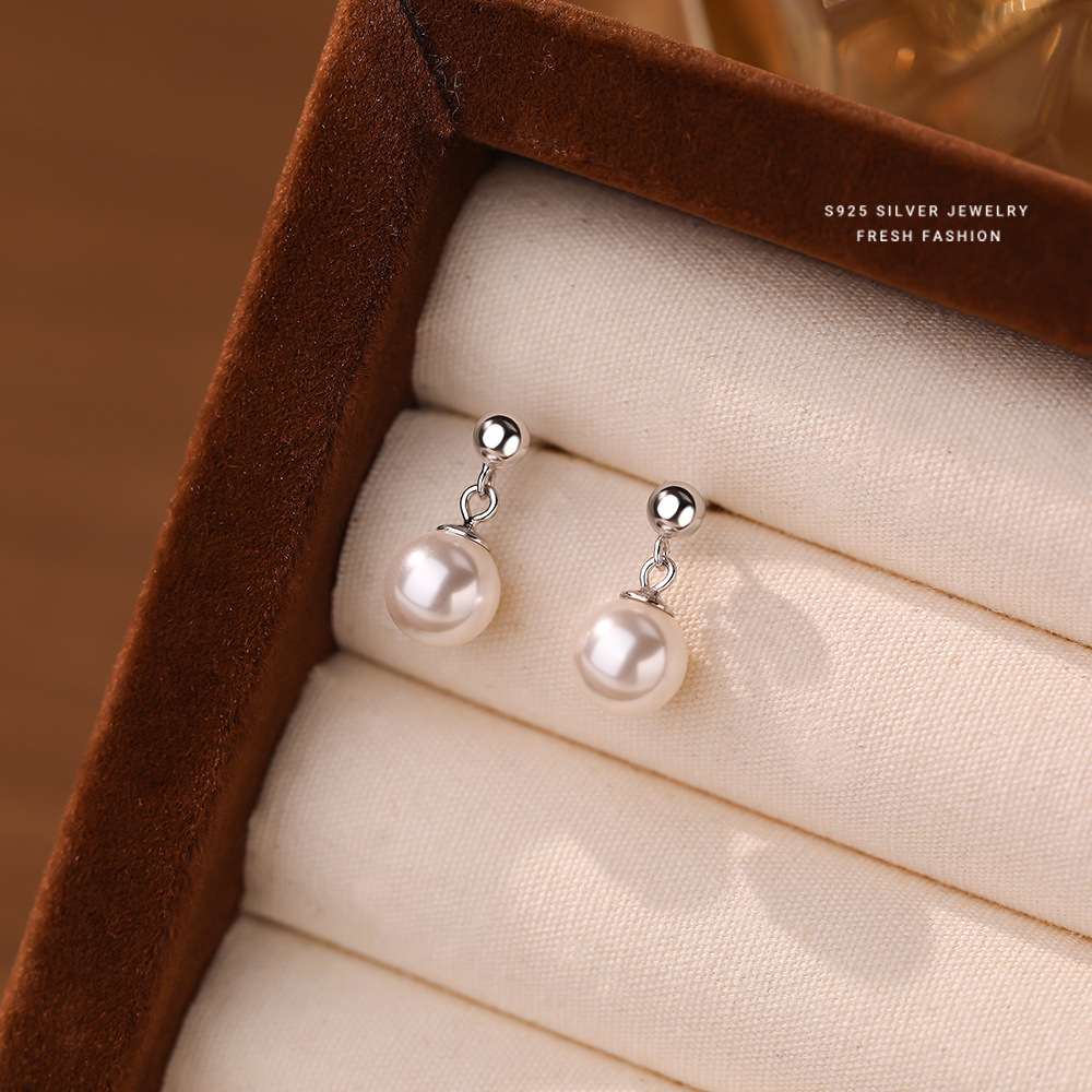 S925 Sterling Silver Pearl Drop Earrings