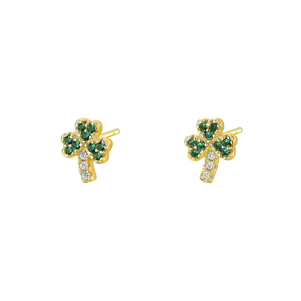 S925 Sterling Silver Small Stud Earrings with Colorful Cubic Zirconia