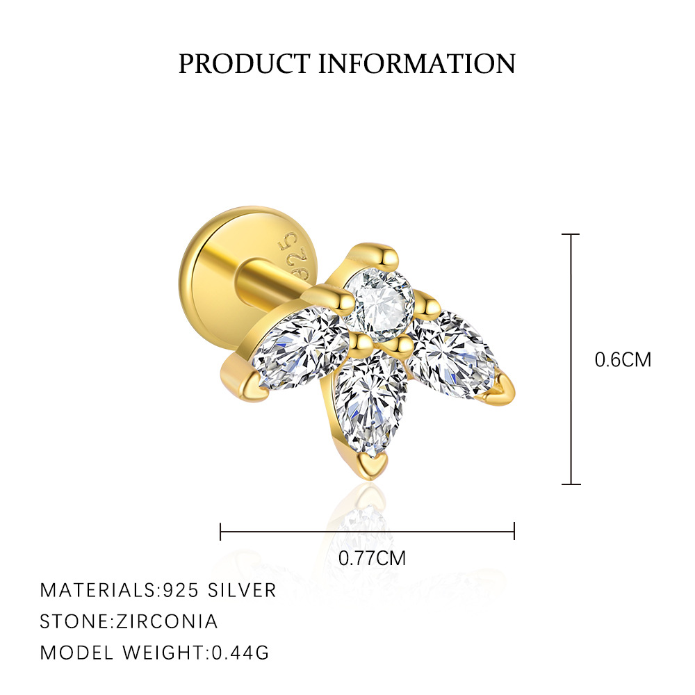 S925 Sterling Silver Zircon Stud Earrings