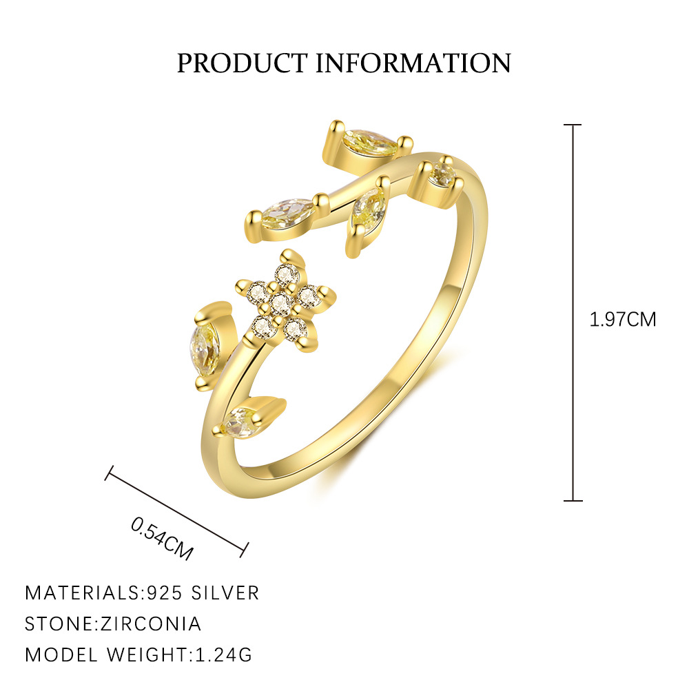 S925 Sterling Silver Open Ring with Colorful Sparkling Zirconia