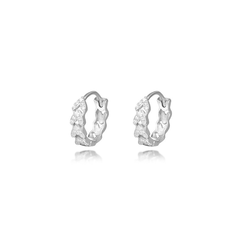 S925 Sterling Silver Zircon Hoop Earrings