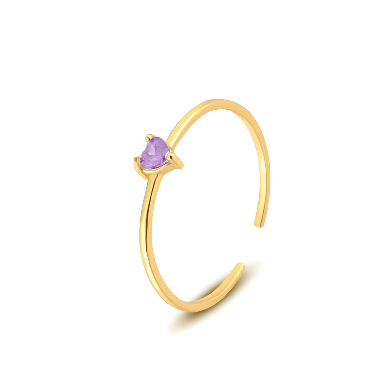 S925 Sterling Silver Heart-Shaped Colorful Zircon Ring