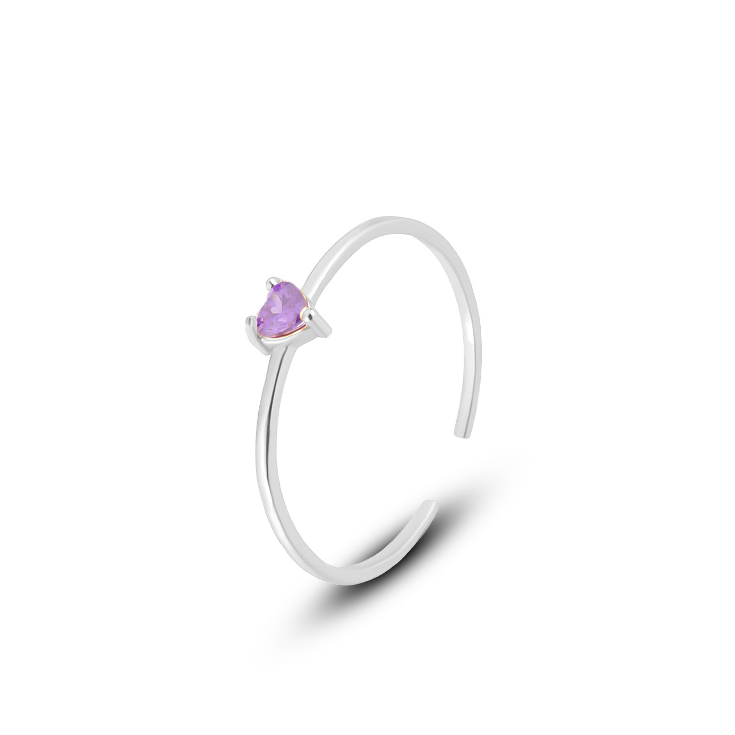 S925 Sterling Silver Heart-Shaped Colorful Zircon Ring