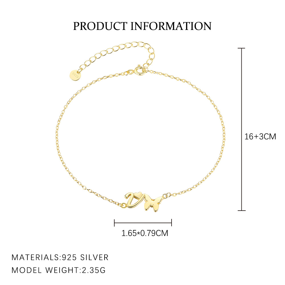 S925 Sterling Silver 26-Letter Bracelet