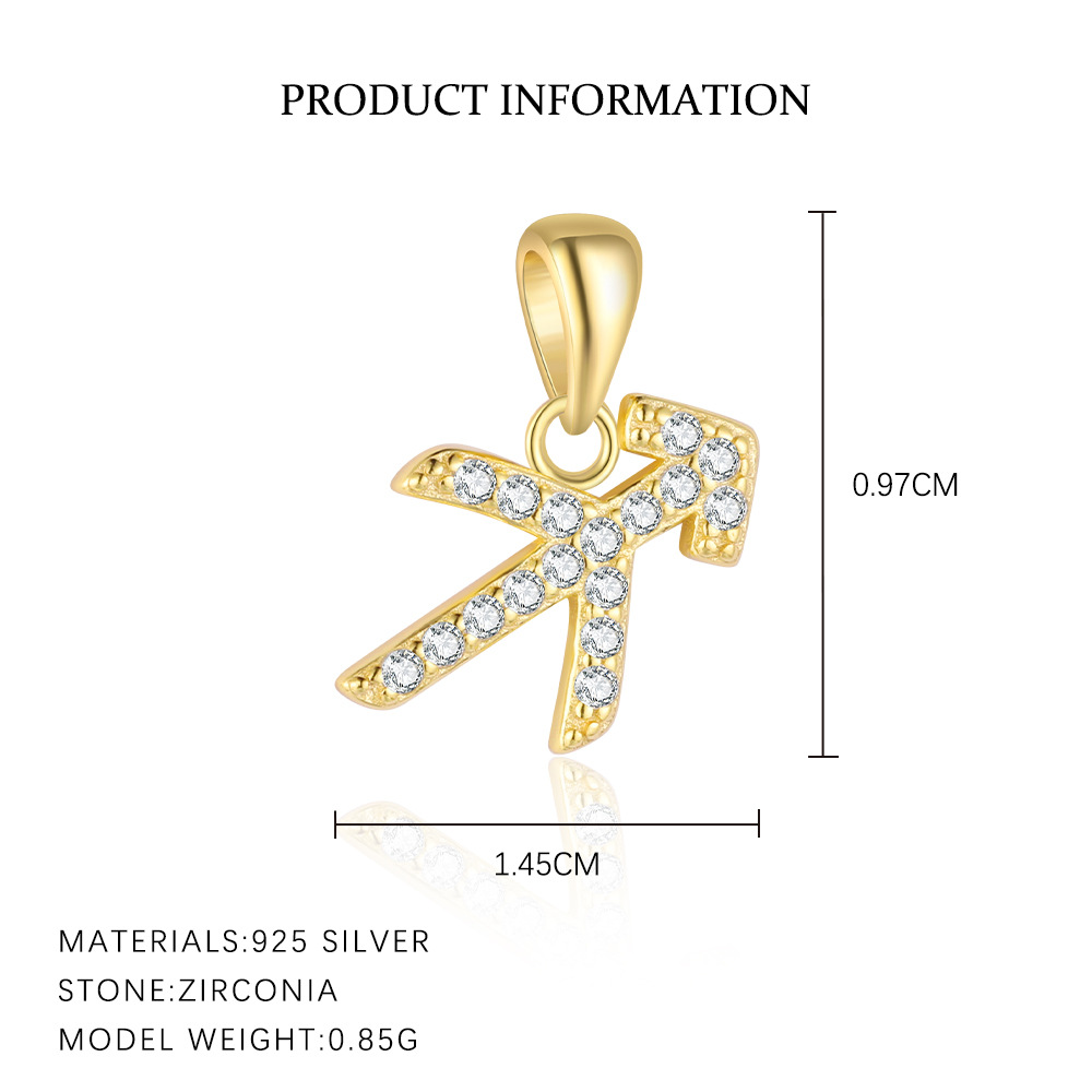 S925 Sterling Silver Zircon Zodiac Pendant